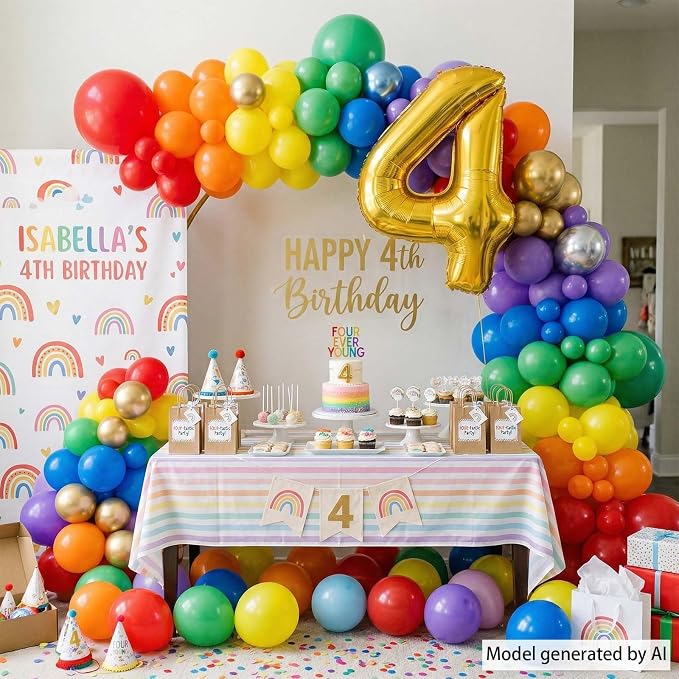 Gold Number 4 Balloon 40 Inch, Foil Decor - Image 7