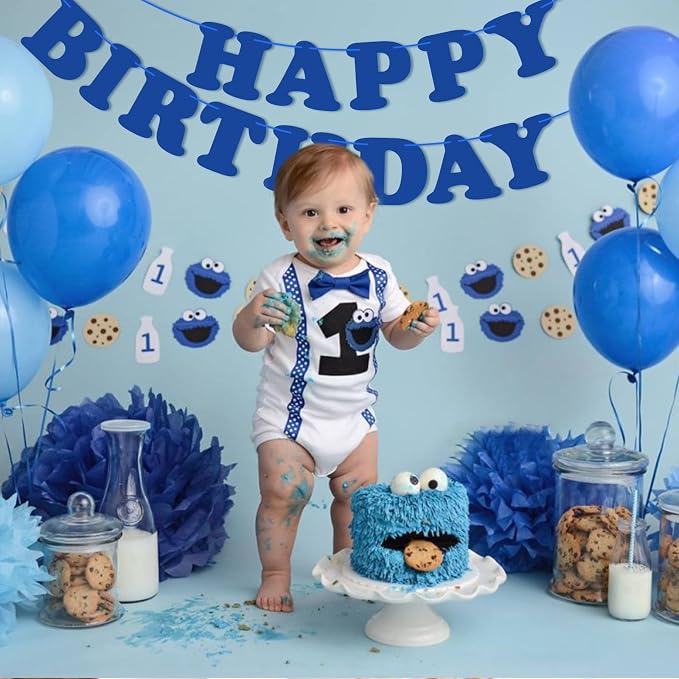 Navy Blue Happy Birthday Banner Sign Happy Birthday Bunting Banner Flag Garland - Image 4