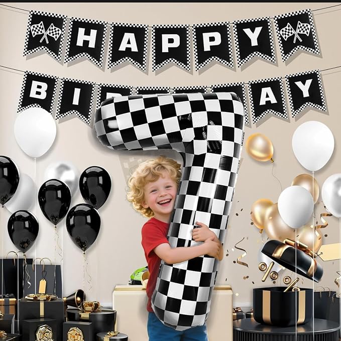40 Inch Checkered Number Balloon - Image 3