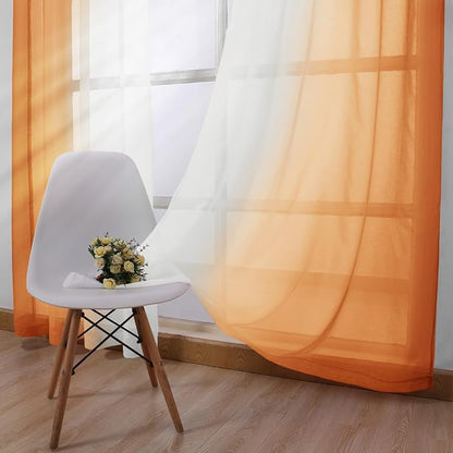 DWCN Ombre Faux Linen Extra Long Fall Sheer Curtains - Image 4