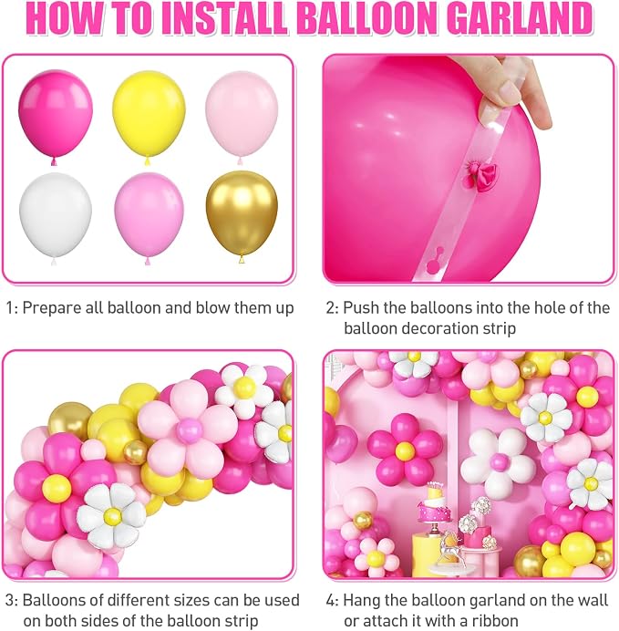 Yellow Pink Balloon Garland, Daisy Balloon Arch - Image 6