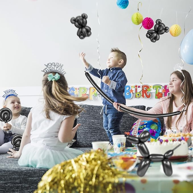 Metallic Black Long Balloons Premium 260 Twisting Animals Magic Balloons - Image 6