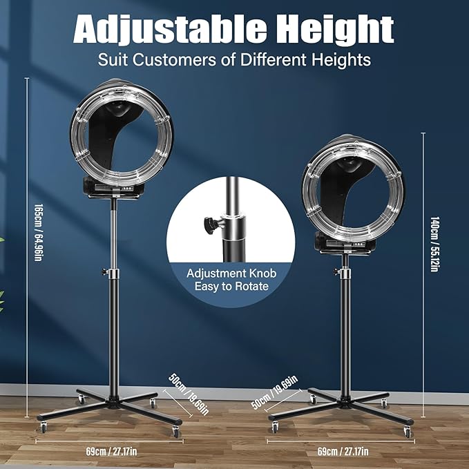 Professional 3-in-1 Orbiting Infrared Hair Dryer & Steamer, Adjustable Height Color Processor Salon Drying Perming Machine with 360° Rotation & Digital Display for Hair Care & Styling