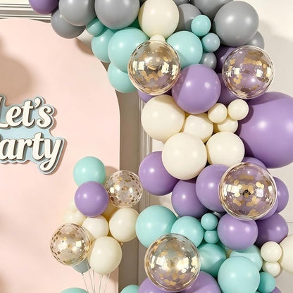 Teal Purple Silver Balloon Garland Arch Kit - Image 6