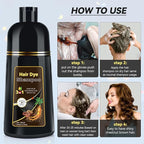 Hair Dye Shampoo Chestnut Brown Men and Women Instant & Easy 3-in-1 Hair Dye Shampoo with Herbal Ingredients Ammonia-free Lasts 30 Days-500ml