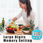 6 Pack Kitchen Timers Loud Ring Digital Timers for Cooking Magnetic Blue
