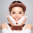 Zkptops Spa Headband for Washing Face Wristband Set Sponge Makeup Skincare Terry Cloth Bubble Soft Get Ready Hairband for Women Girl Puffy Padded Headwear Non Slip Thick Hair Accessory(Dark Brown)
