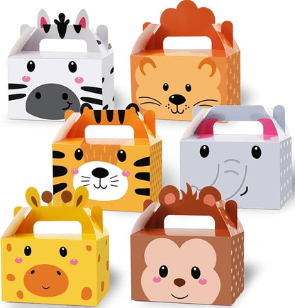 24 Pack Jungle Safari Animals Party Favor Boxes Zoo Animals Theme Happy by Tevxj