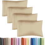 King Pillow Cases Set of 4 - Ultra Soft Hotel Quality Pillowcase Covers - Comfy, Cozy & Wrinkle Free - Shrinkage, Stain and Fade Resistant - Machine Washable Pillow Protectors - 4 Piece Set - Beige