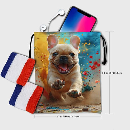 French Bulldogs Drawstring Grip Gym Bag - Image 6