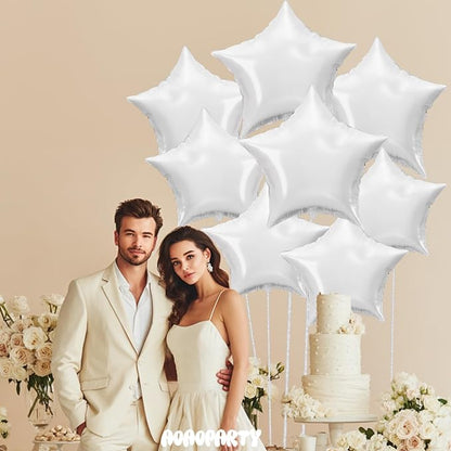 25Pcs White Star Shaped Balloons 18Inch Foil Mylar Balloon Helium | - Image 2