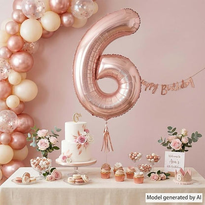 Rose Gold Number 6 Balloon 40 Inch, Luxurious Rose Gold Foil - Image 7