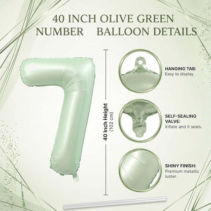 Olive Green Number 17 Balloon 40 Inch, Balloon - Image 4