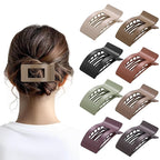 8 Pack French Flat Hair Clips for Women – Large Matte No-Slip Claw Barrettes for Thick & Thin Hair, Strong Hold Styling Accessories (Glossy Neutral)