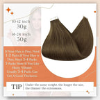 Full Shine Tape ins Human Hair Extensions Invisible Tape Hair Extensions Real Human Hair Color 3 Brown Human Hair Extension 18Inch Glue in Extensions 50G 20Pcs Seamless Remy Hair for Women Add Length