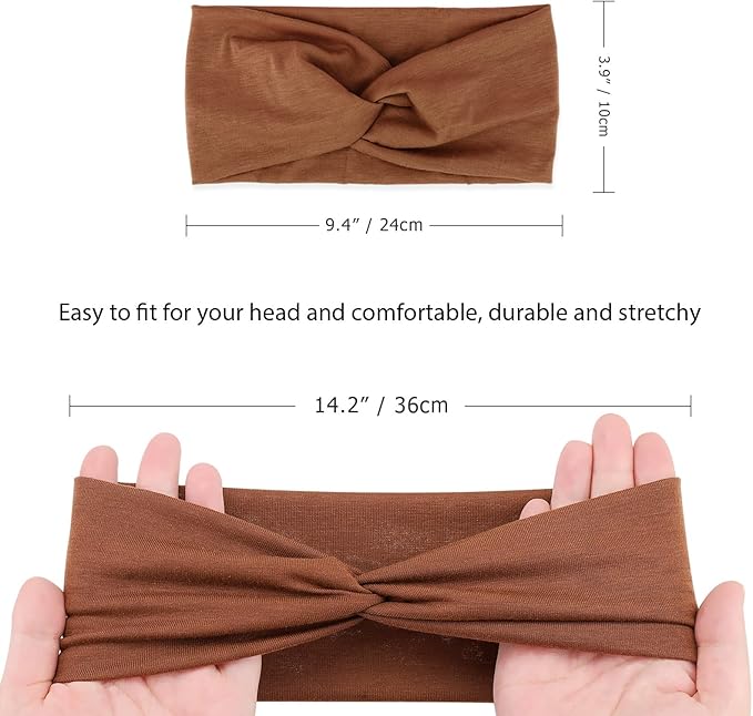DRESHOW 8 Pack Headbands for Women Yoga Knotted Headbands Elastic Criss Cross Hair Accessories Sports Head Wrap Non Slip