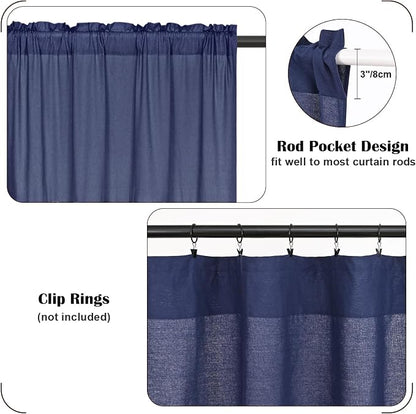 Farmhouse Swag Curtain, Boho Cotton Linen Valance Curtain, Country Rod Pocket - Image 7