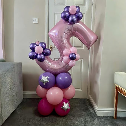 Light Pink Balloon Number 5, 40 Inch Large Self Inflating Foil Number Balloons - Image 7