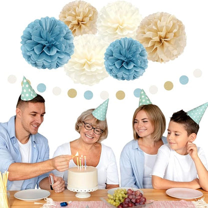Light-Dusty Blue Beige-Champagne Boho Party Decorations - Image 5