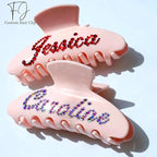 Personalized Colorful Name Hair Claw Clips for Women,Custom Hair Clips with Diamond,Cute Hair Accessories 4",Handmade Rhinestones Hair Clamp Gifts for Mom,Bride,Wife,Bridesmaid（Baby Pink）