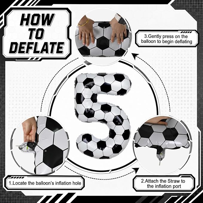 Soccer 5 Balloon Number, 40 Inch Soccer Number 5 Foil Balloon - Image 9