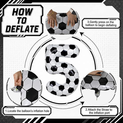 Soccer 5 Balloon Number, 40 Inch Soccer Number 5 Foil Balloon - Image 9