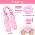 Hair Band for Washing Face, Adjustable Skincare Spa Headband and Wristband Set for Women Girl, Makeup Hair Headbands Cute Pink Versatile Fun Gift for Friend