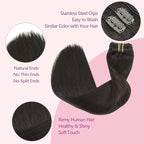 PINKPEARL Human Hair Extensions Clip ins 14inch Clip in Hair Extensions #2 Dark Brown Real Human Hair Clip on 120g 7pcs Remy Hair Clip ins for Women(#2-14)