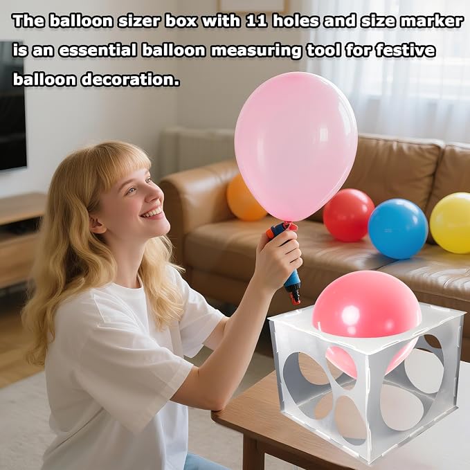 2-Pack 11 Holes Balloon Sizer Cube Box, 2-10 Inch | Collapsible Balloon Size - Image 5