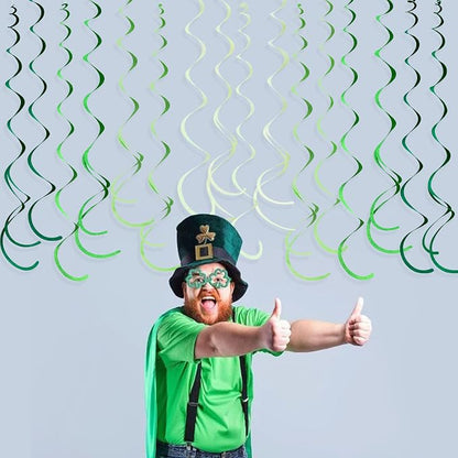 36Pcs Green Hanging Swirl Decorations Ombre Green Felt Swirl Streamer Spiral - Image 7