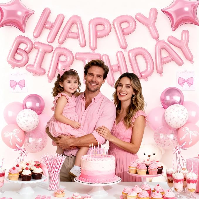 29PC Bow Happy Birthday Balloon Banner, 16Inch 3D Aluminum Letter Banner Sign - Image 7