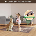Floor Mat for Home 4×6ft, Easy Clean Plastic Rug-Like Pattern Area Mat for Living Room, Waterproof Vinyl Area Rug for Under Kitchen Table, No Slip Soft Vintage Rug for High Traffic Area (Brown)