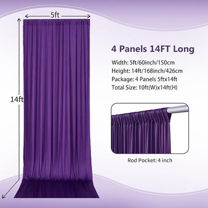 20×14 ft Purple Wrinkle Free Backdrop Curtain, Soft Silky Polyester Wedding - Image 4