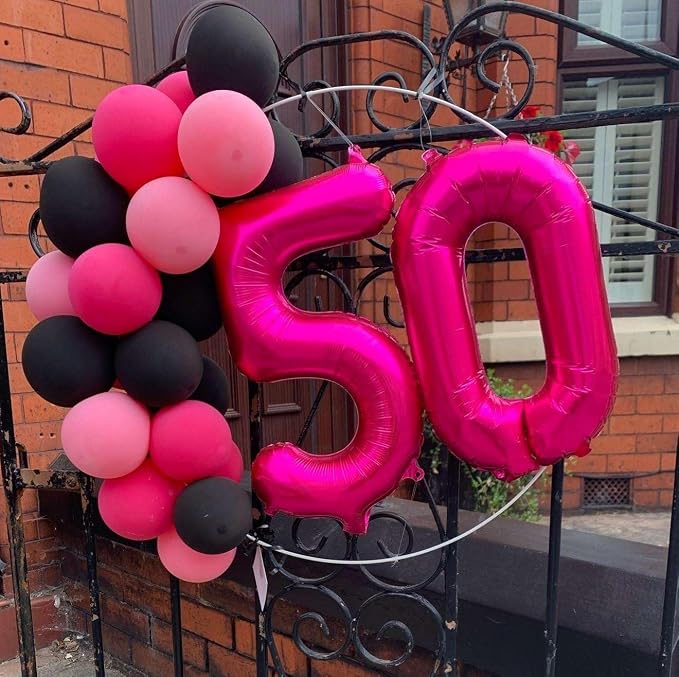 Hot Pink 45 Number Balloons, 40 Inch Giant Number 45 Balloons Foil Mylar Helium - Image 6