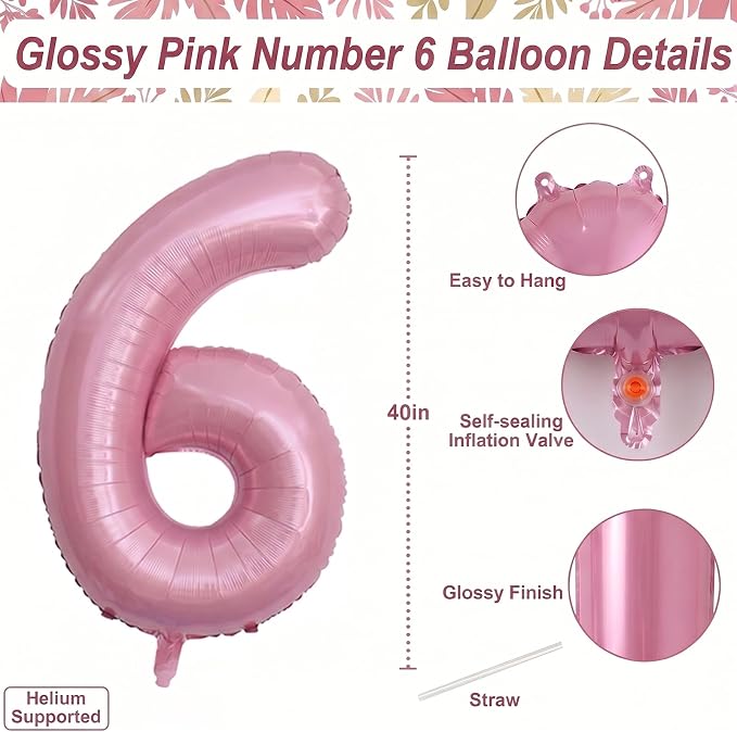 Pearlescent Pink Number 16 Balloon 40 Inch, Shiny Foil - Image 4