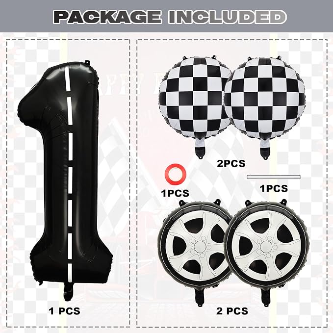 Race Car 1st Birthday Party Balloons, Fast One Letter Banner Balloon 40 Inch - Image 2