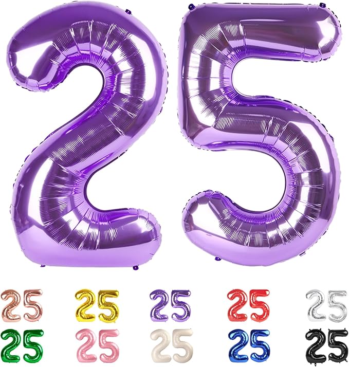 25 Balloon Numbers 40Inch for 25th Men Women Birthday Decorations, Inflation by Mluchee