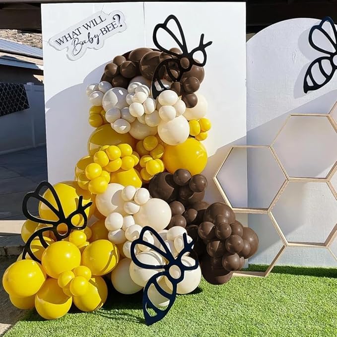 Yellow Brown White Balloon Garland Arch Kit - Image 3