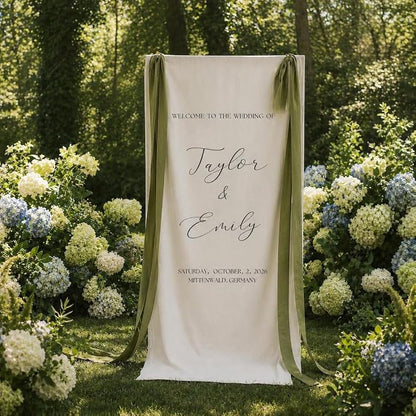 Personalized Fabric Wedding Welcome Sign, Linen Wedding Welcome Sign Cotton - Image 2