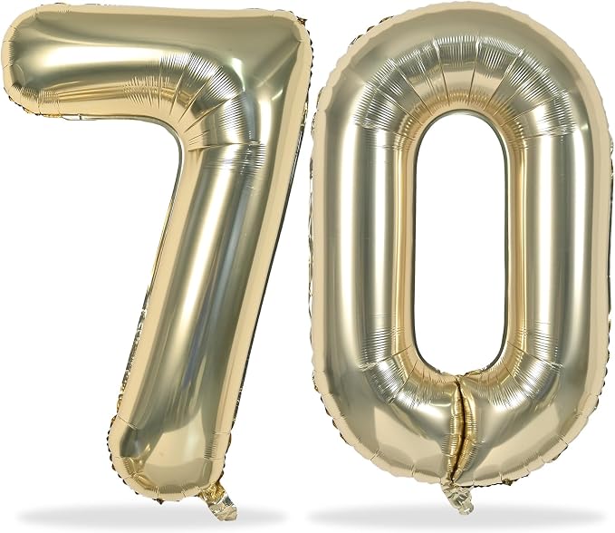 Champagne Gold Number 70 Birthday Balloons, 40 Inch Large Light Gold Foil by Lingqiang