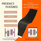 Full Shine Tape in Hair Extensions Human Hair Color 1C Mocha Brown Tape in Extensions Remy Seamless Skin Weft Invisible Extension 12Inch Short Straight for Women 30G 20Pcs