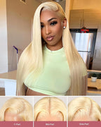 Alididi 613 13x6 Lace Front Wig Human Hair 30 Inch 180 Density Blonde Wig Human Hair Straight 100% Real Human Hair True Length Random Dyeing No Tangle No Shedding No synthetics Triple Lifespan 3x