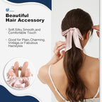 1 Piece Silk Bow Scrunchies for Hair-100% Pure Mulberry 22 Momme Silk Hair Tie, Elastic Ponytail Holder, Elegant Soft Bow Hair Ties Band for Women Hair Care, Multiple Colours (PINK)