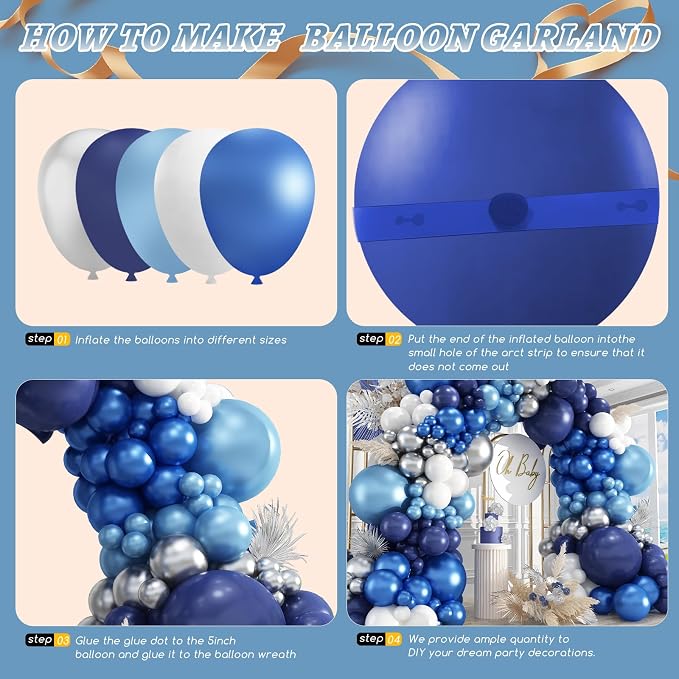 412Pcs Blue Balloon Arch Kit, 5 10 12 18 inch Blue Balloon Garland - Image 3