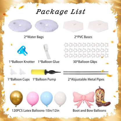 Boots or Bows Gender Reveal Balloon Column Stand Kit Set of 2 - Image 3