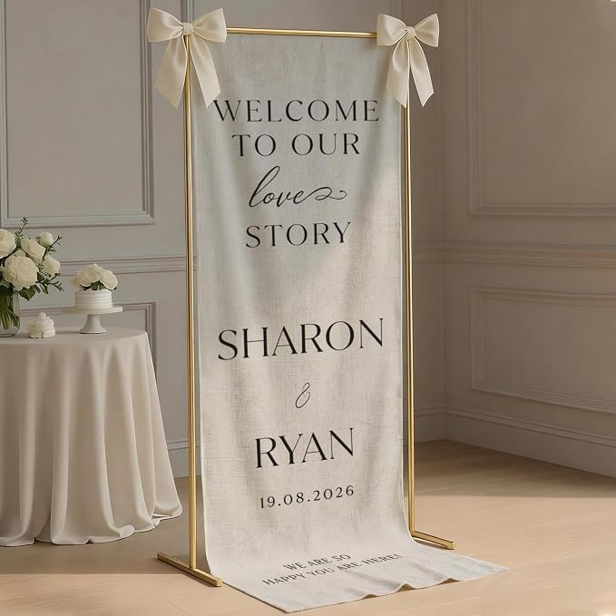 Mapileng Personalized Wedding Cotton Linen Wall Tapestry Banner, Custom Couple - Image 2