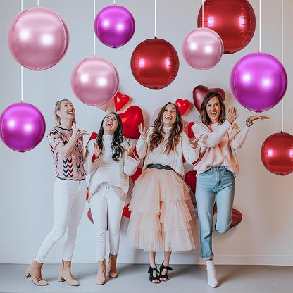 HILAVO 15PCS Red Pink Round Foil Balloons - Image 7