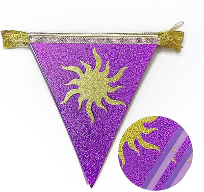 30Ft Purple Sun Party Decorations Purple Pennant Banner Flag Hanging Paper - Image 3