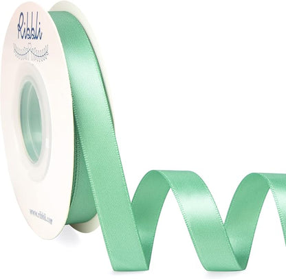 Ribbli Sage Green Satin Ribbon, Double Faced Satin 1/2 inch x Continuous 25 by Ribbli
