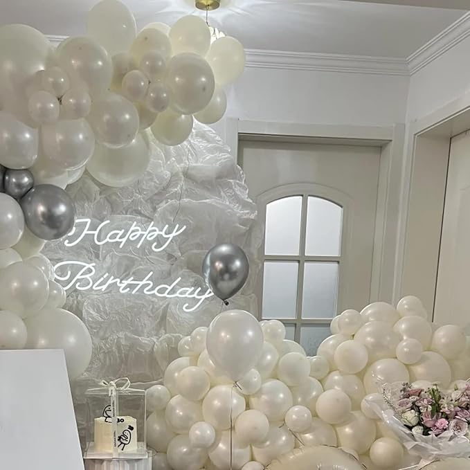 Voircoloria 105pcs Ivory White Party Latex Balloons, 12inch | - Image 5